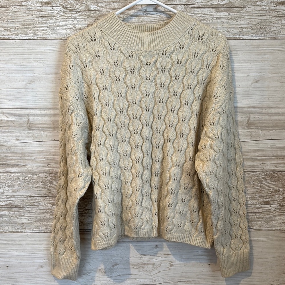 Elodie Cream Cable Knit Sweater Size Small